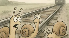 Witz: Drei Schnecken kriechen über eine Eisenbahnschiene